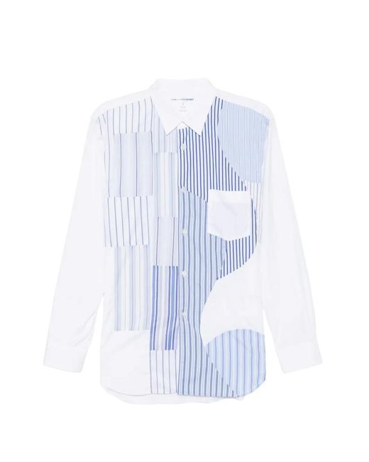 Comme des Garçons White Patchwork Striped Shirt for men