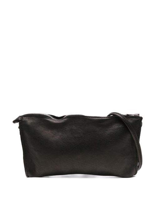 Guidi Black Zipped Leather Messenger Bag