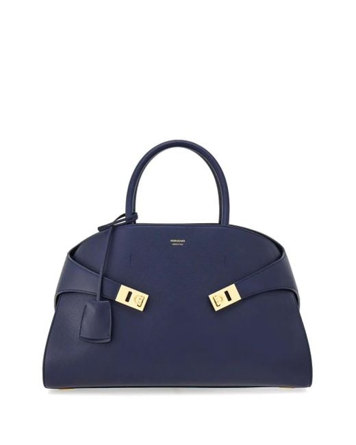 Ferragamo Hug Leren Shopper in het Blue