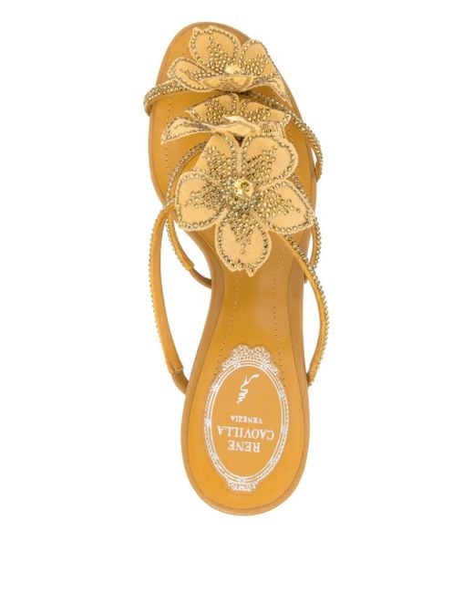 Sandales À Fleurs 80 Mm Rene Caovilla en coloris Metallic