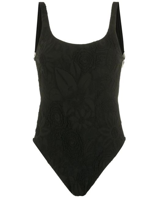 Amir Slama Black Jacquard One-Piece Swimsuit