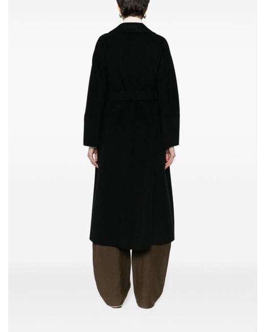 Max Mara Black Belted Wool Trench Coat