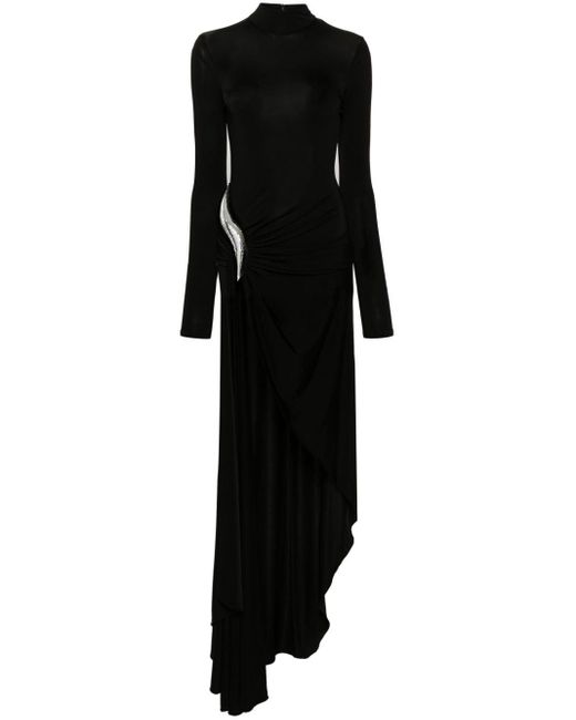 Robe mi-longue à appliqué métallisé David Koma en coloris Black