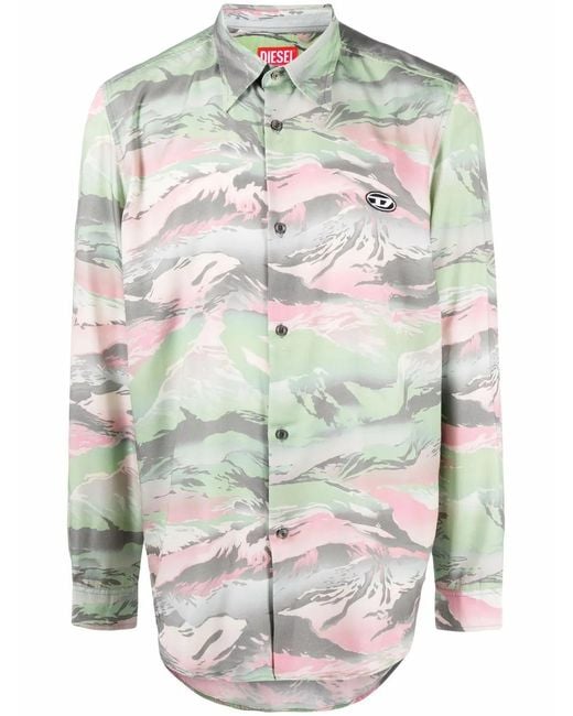 DIESEL Gray Cl-S-Tucker Camouflage Shirt for men