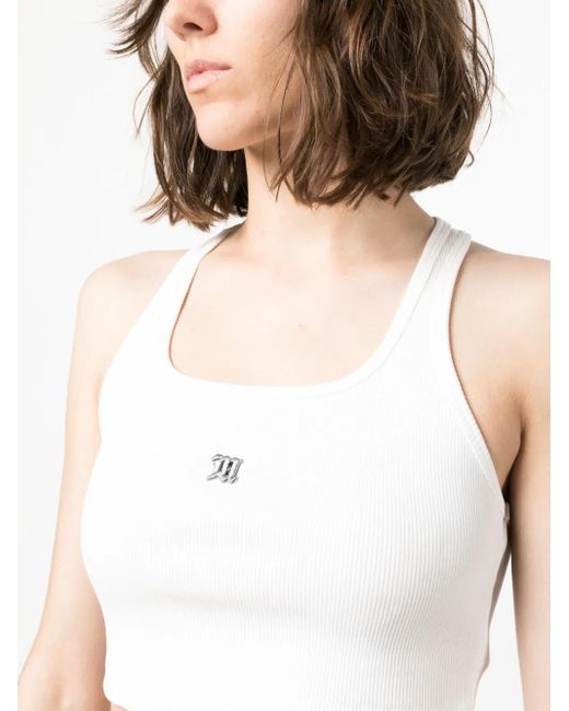 M I S B H V White The M Logo-Embroidered Top