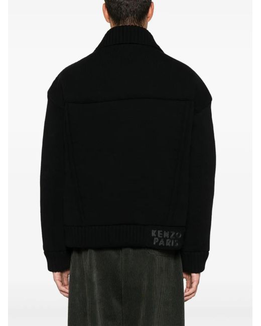 KENZO Black Knitted Down Jacket for men