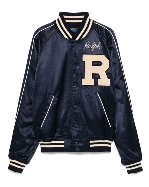 Polo Ralph Lauren Blue Logo-Patch Bomber Jacket