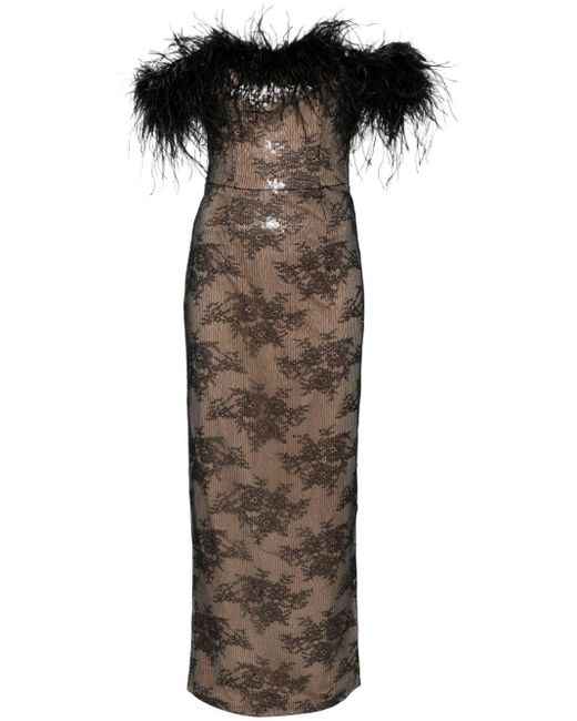 Nissa Black Lace-overlay Empire Gown