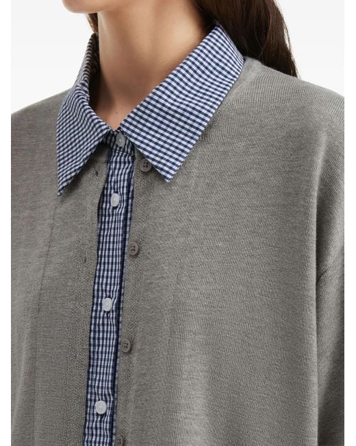 B+ AB Gray Button-Front Layered Cardigan