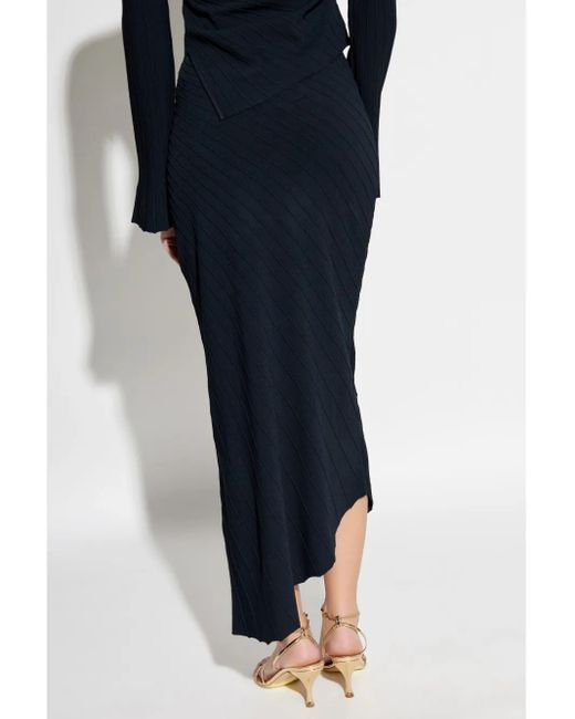 Cult Gaia Blue Plissé Asymmetric Midi Skirt
