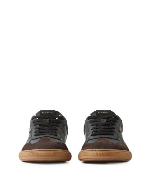 Versace Sneakers Greca Court Aus Nappa Und Wildleder in Black für Herren