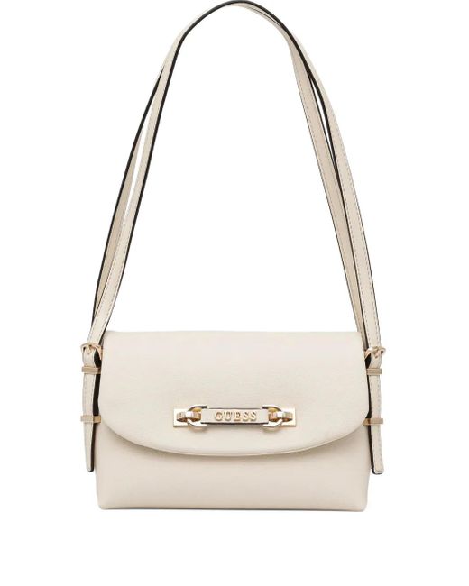 Guess White Flap-Front Shoulder Bag