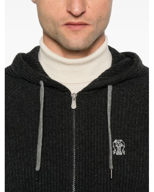 Brunello Cucinelli Black Cashmere Cardigan for men
