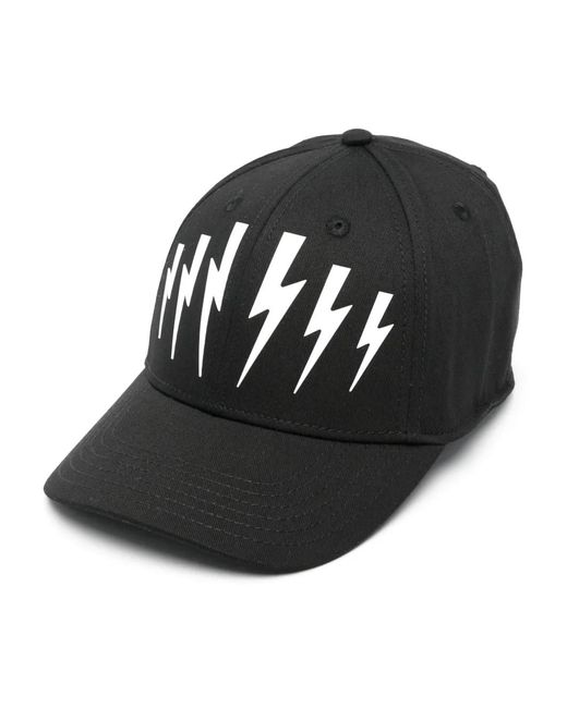 Neil Barrett Black Thunderbolt-Print Cap for men