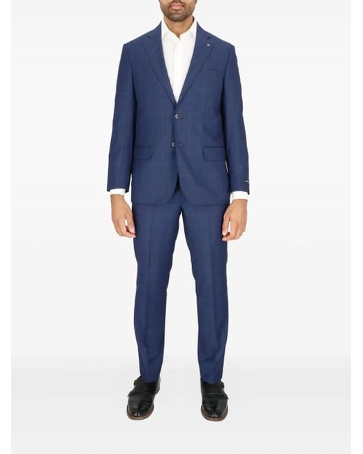 Scotch & Soda Blue Checked Two-Button Suit for men