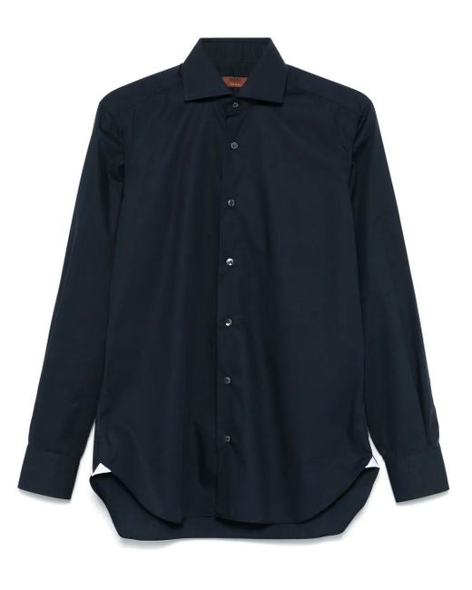 Barba Napoli Blue Spread-Collar Shirt for men