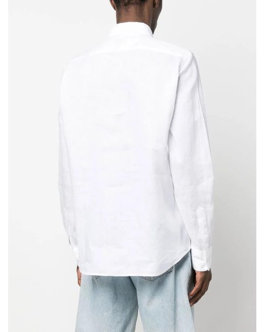 Aspesi White Long-Sleeve Linen Shirt for men