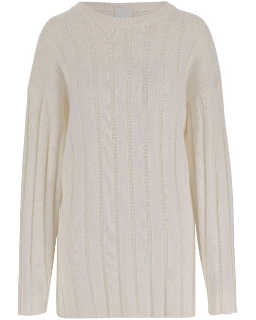Allude White Ribbed Sweater