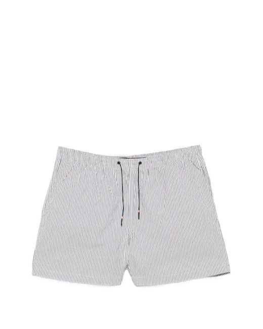 Rrd White Striped Drawstring Shorts for men
