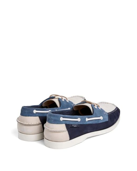 Hackett Blue Nubuck Panelled Boat Shoes for men