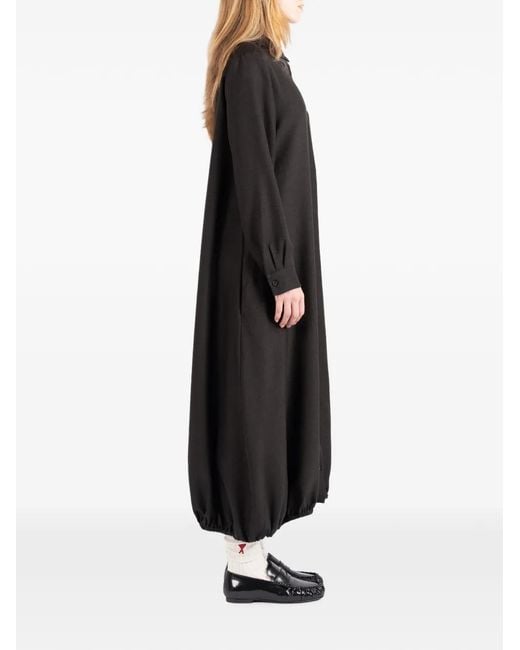 Societe Anonyme Black Elasticated-Hem Maxi Shirt Dress