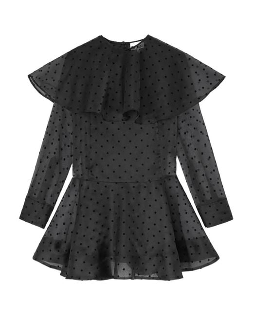 Ganni Black Organza Circle Collar Dress