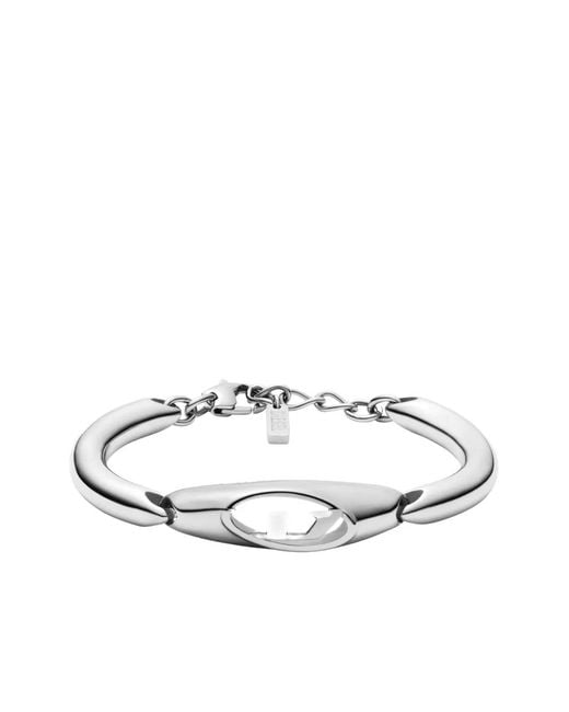 DIESEL Natural Cutout Oval Logo Bracelet