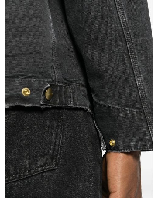 Carhartt Black Og Detroit Logo-Patch Zip-Up Cotton Jacket for men