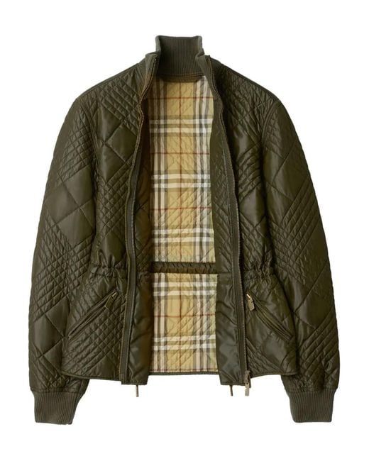 Burberry Green Micro Check-Stitch Nylon Wakerley Jacket