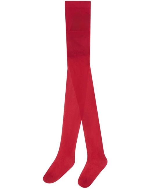 Gcds Red Semi-Sheer Tights