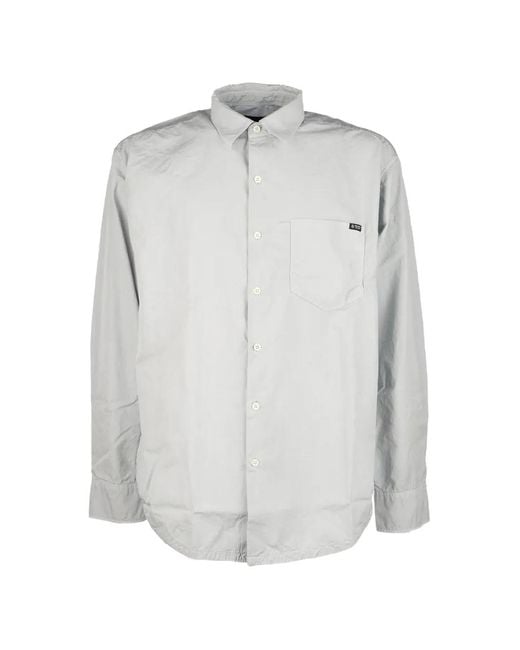 Prada Gray Logo-Patch Pocket Shirt for men