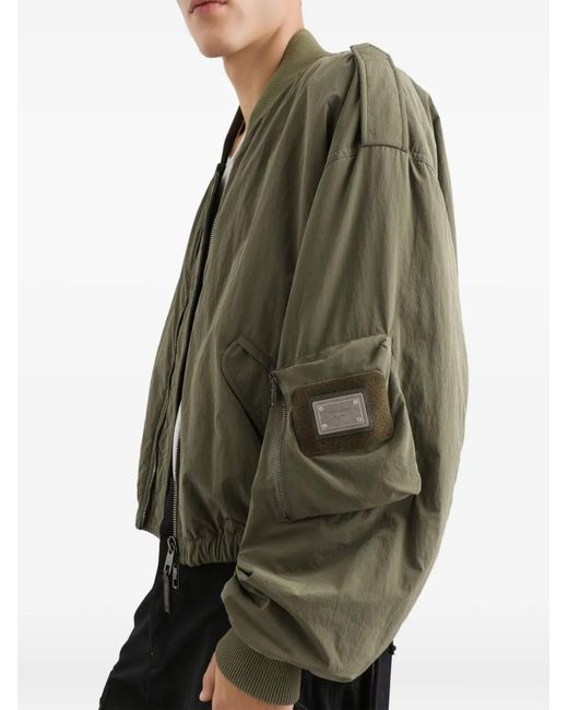 Dolce & Gabbana Green Wavy Nylon Bomber Jacket for men