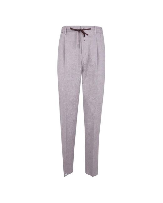 Tagliatore Purple Seersucker Drawstring Trousers for men
