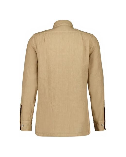 120% Lino Natural Button Multiple Pocket Jacket for men