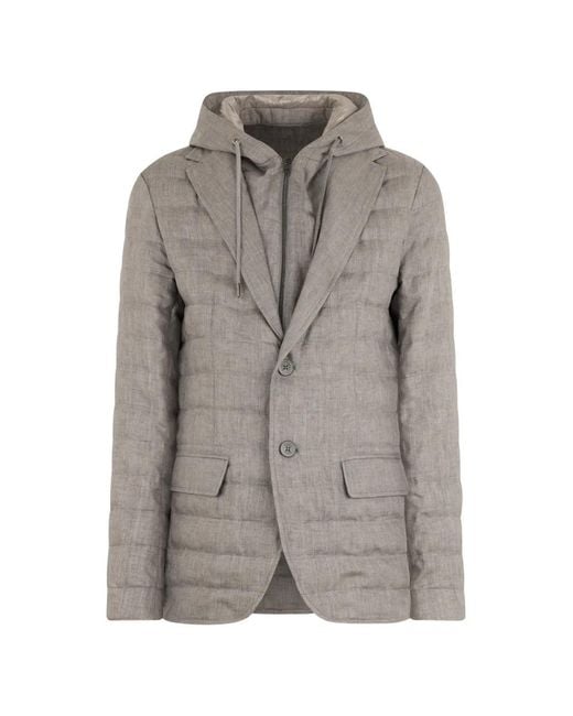 Herno Gray Hooded Flap-Pocket Blazer for men