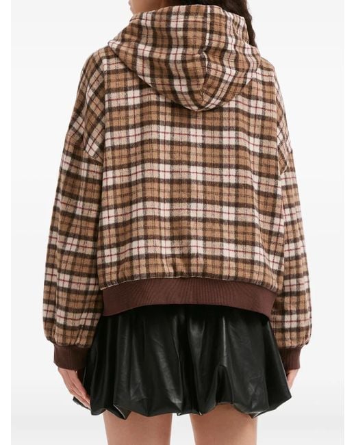 B+ AB Brown Check-Pattern Hoodie