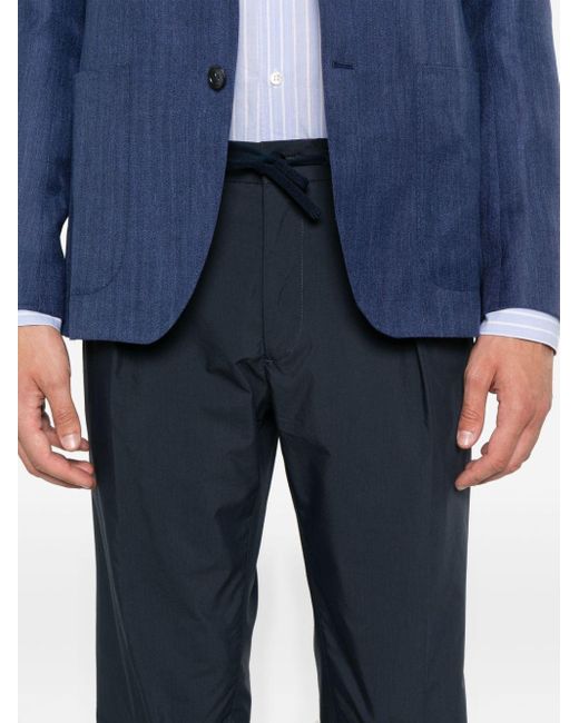 Incotex Blue Poplin Tapered Trousers for men