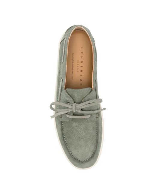 Henderson Green Lace Up Leather Boat Shoes for men