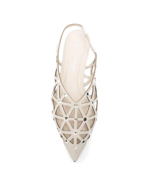 Carrano White Embellished Ballet Flats