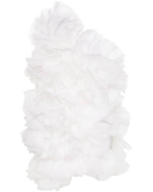 Robe courte volantée à une épaule Loulou en coloris White