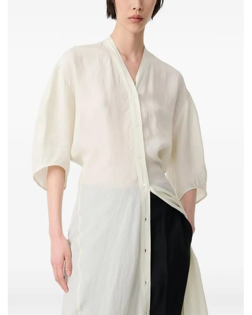 Studio Nicholson White Midi Yosha Banana-Curve Dress