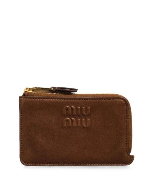 Miu Miu Brown Logo-Embossed Leather Wallet