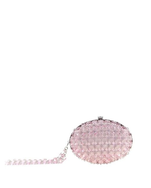Self-Portrait Pink Crystal-Chain Clutch Bag