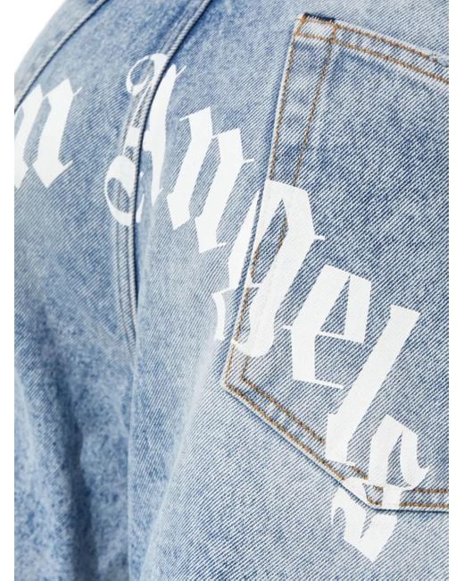Vaqueros con logo estampado Palm Angels de hombre de color Blue