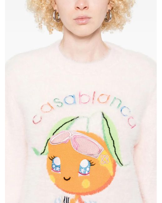 Casablanca Pink Logo-Embroidered Sweatshirt