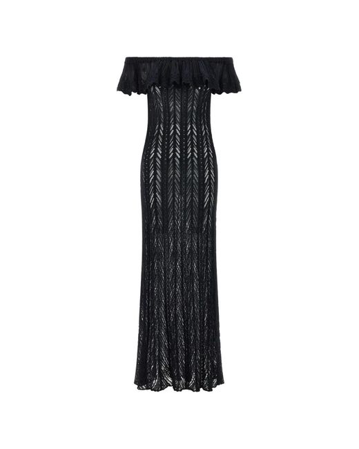 Antonino Valenti Black Capri Herringbone-Knit Maxi Dress