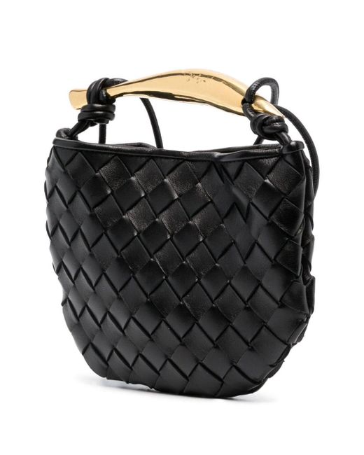 Bottega Veneta Black Mini Sardine Leather Tote Bag