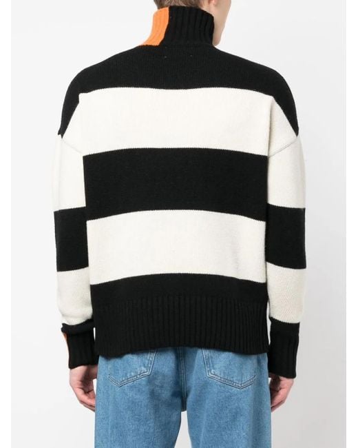 RIGHT FOR Black Striped High-Neck Jumper for men