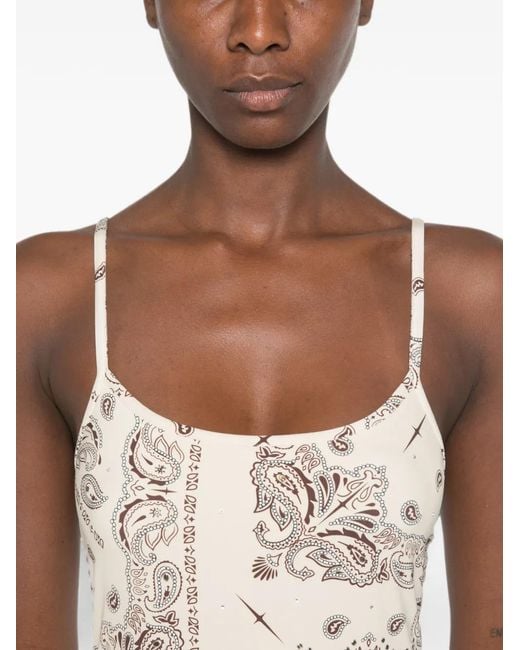 VENUJA White Paisley-Print Rhinestone-Embellished Mini Dress
