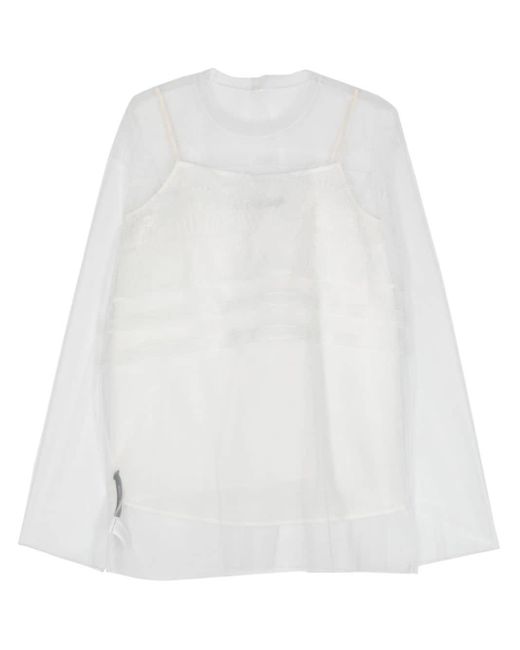 Sofie D'Hoore White Embroidered Mesh Sheer Top